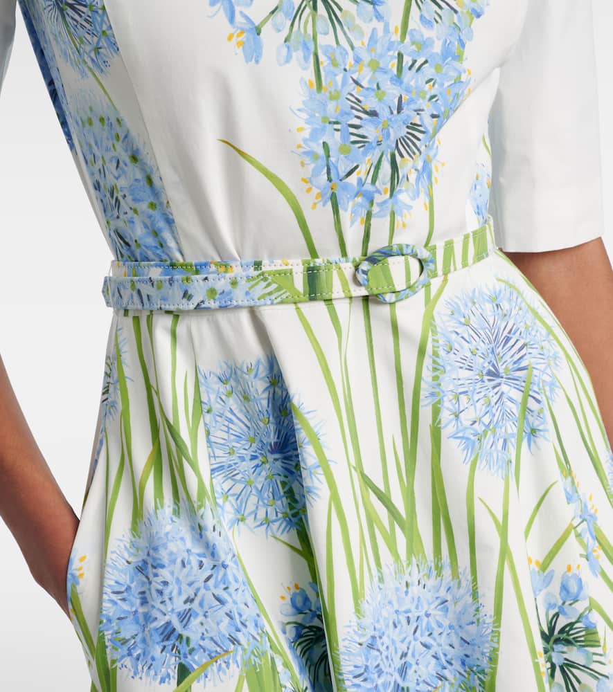 Oscar De La Renta Floral Cotton-blend Poplin Midi Dress In Multi
