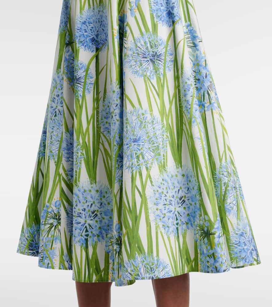 Oscar De La Renta Floral Cotton-blend Poplin Midi Dress In Multi
