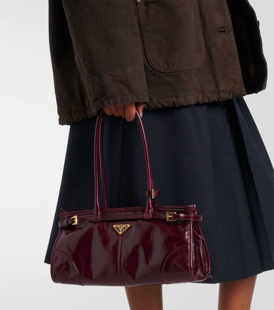 Prada Bonnie Medium Leather Tote Bag In Burgundy