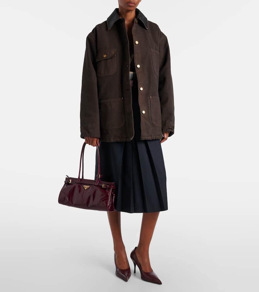 Prada Bonnie Medium Leather Tote Bag In Burgundy