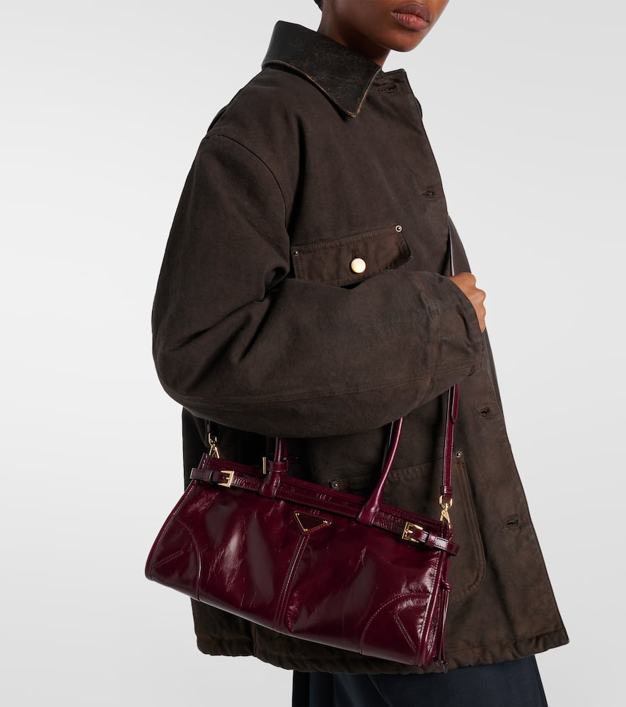 Prada Bonnie Medium Leather Tote Bag In Burgundy