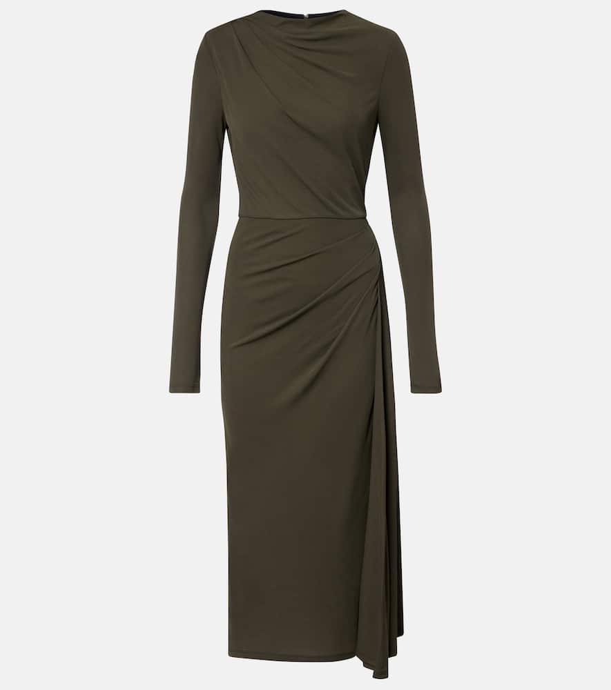 Erdem Draped Jersey Midi Dress In Green