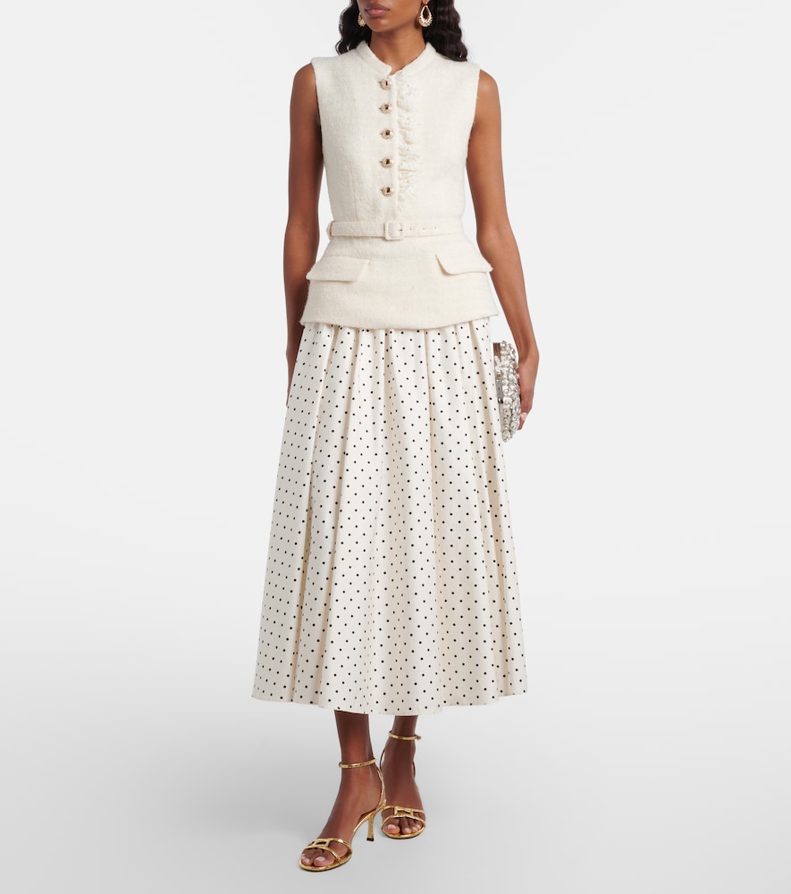 Self-Portrait Polka-dot bouclé midi dress