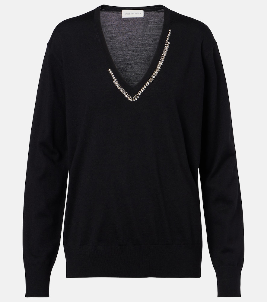 Dries Van Noten Dries Van Noten Embellished wool sweater　Dries Van Noten 装飾ウールセーター