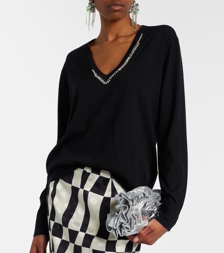  Dries Van Noten Dries Van Noten Verzierter Pullover Aus Wolle 