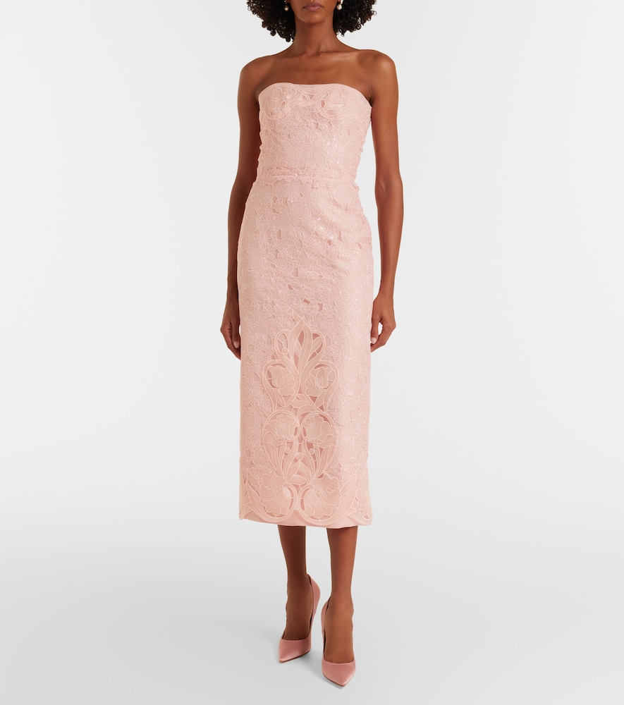 Costarellos Jillie embroidered organza bustier gown