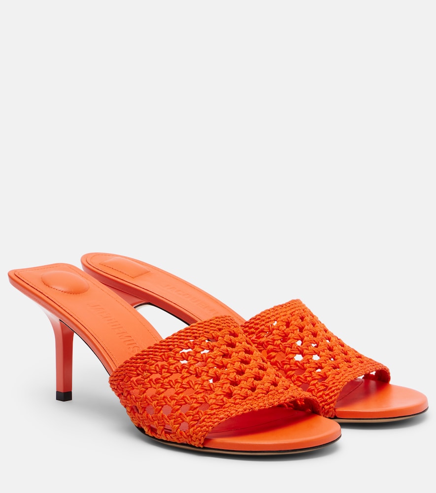 Jacquemus Women's Orange Cubisto Woven Raffia-Effect Mules UK Size 4 - Mytheresa