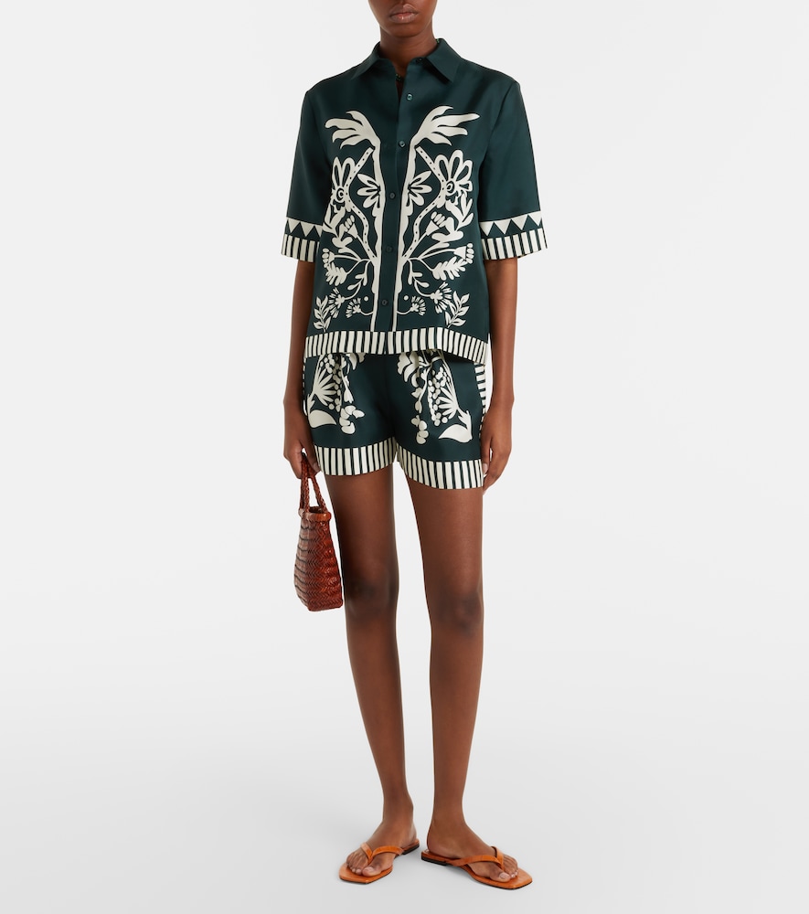 Eres Arjun printed silk twill shorts