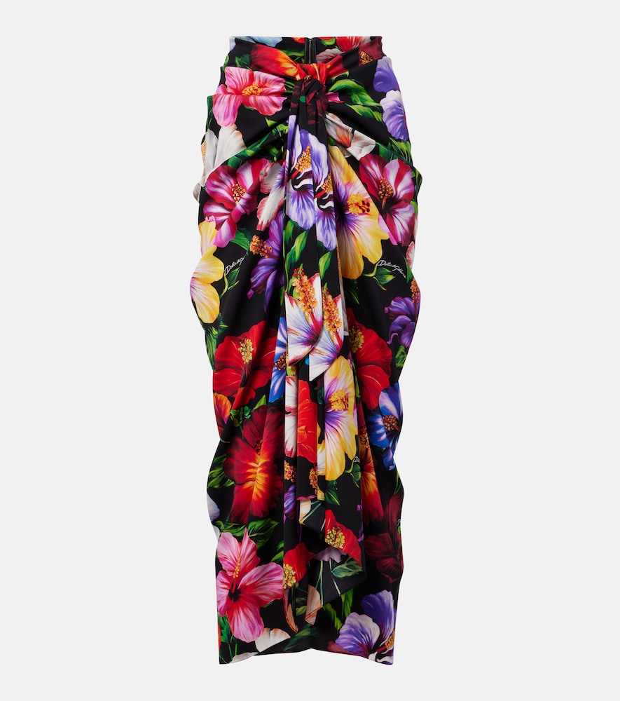 Dolce & Gabbana Draped floral silk-blend midi skirt