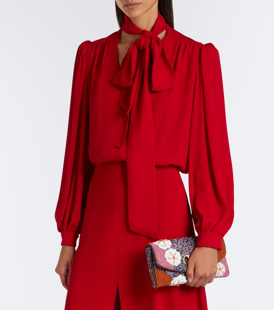 Garavani Tie-Neck Silk Georgette Blouse