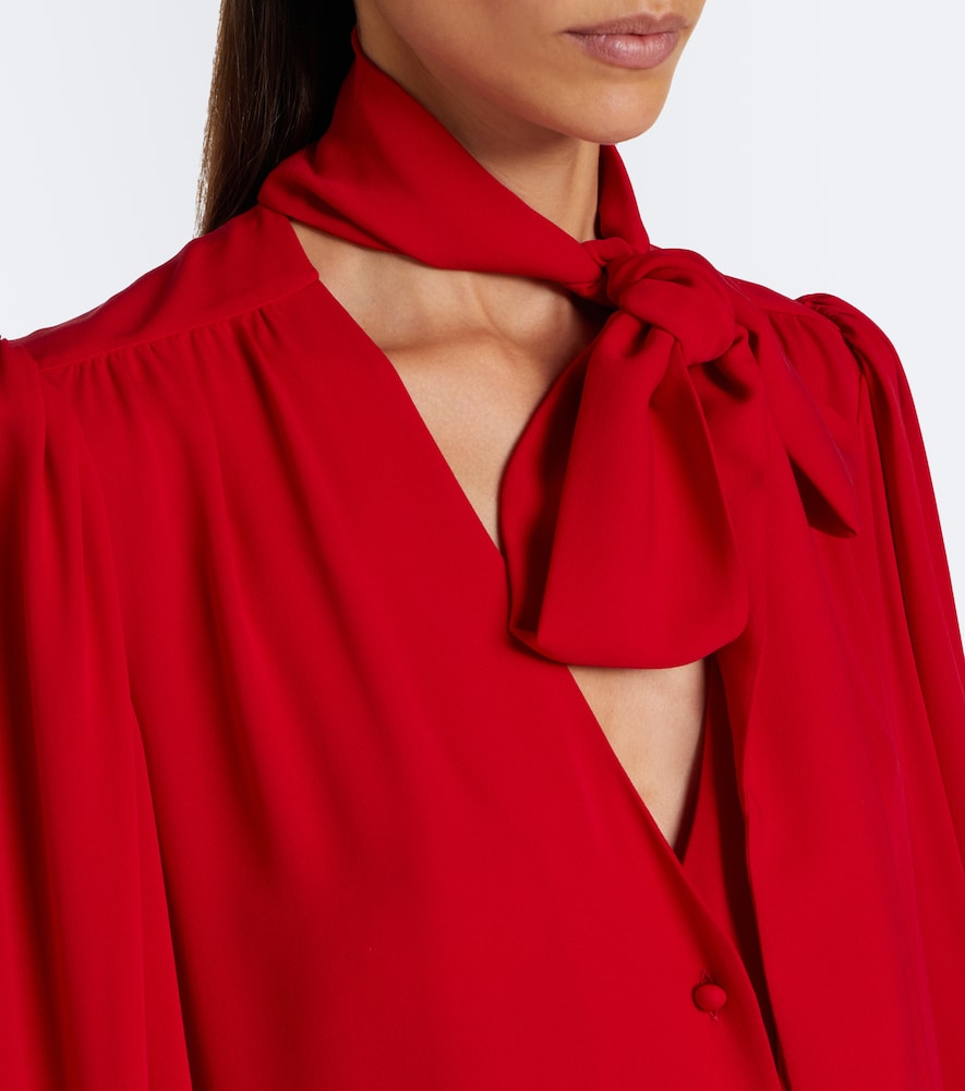 Garavani Tie-Neck Silk Georgette Blouse
