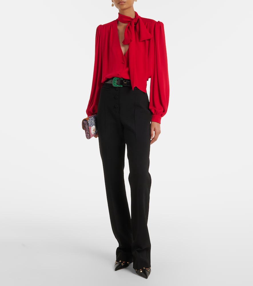  Valentino Valentino Tie-neck Silk Georgette Blouse 