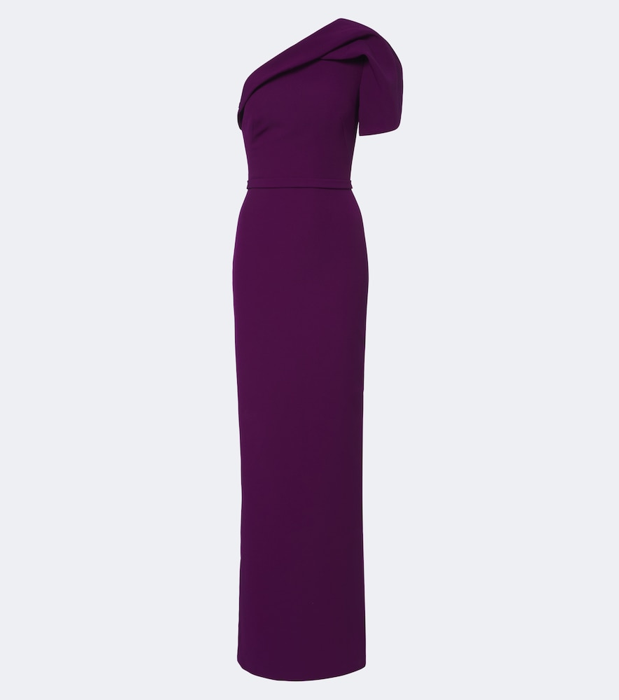 Safiyaa Millie Belted Crêpe Gown In Purple