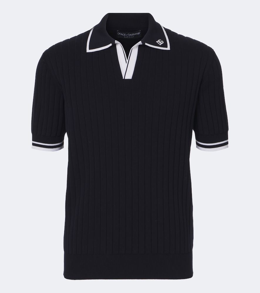 Dolce&Gabbana Men's Blue Embroidered Cotton Polo Shirt UK Size 38 - Mytheresa