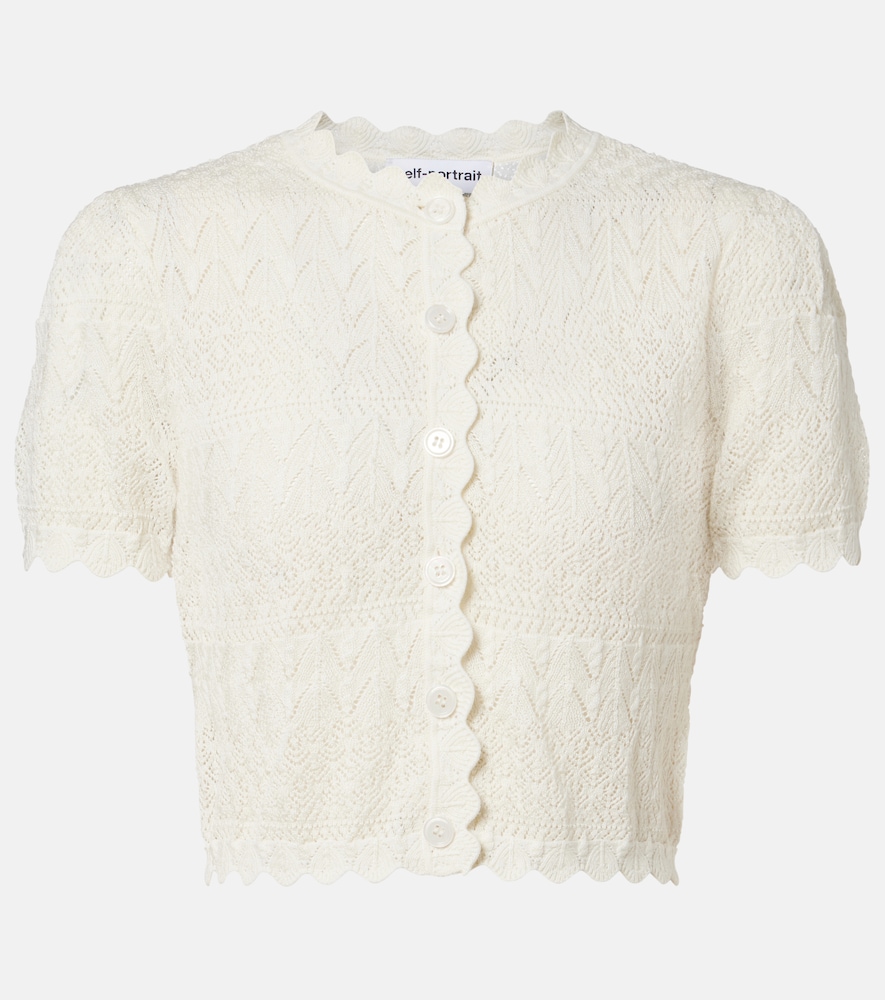 Cropped-Cardigan aus Pointelle-Strick