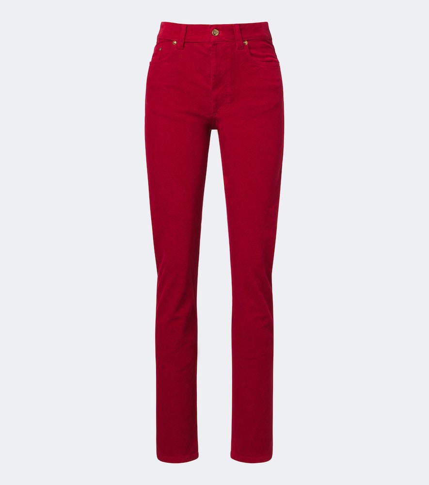 High-Rise Slim Jeans aus Cord