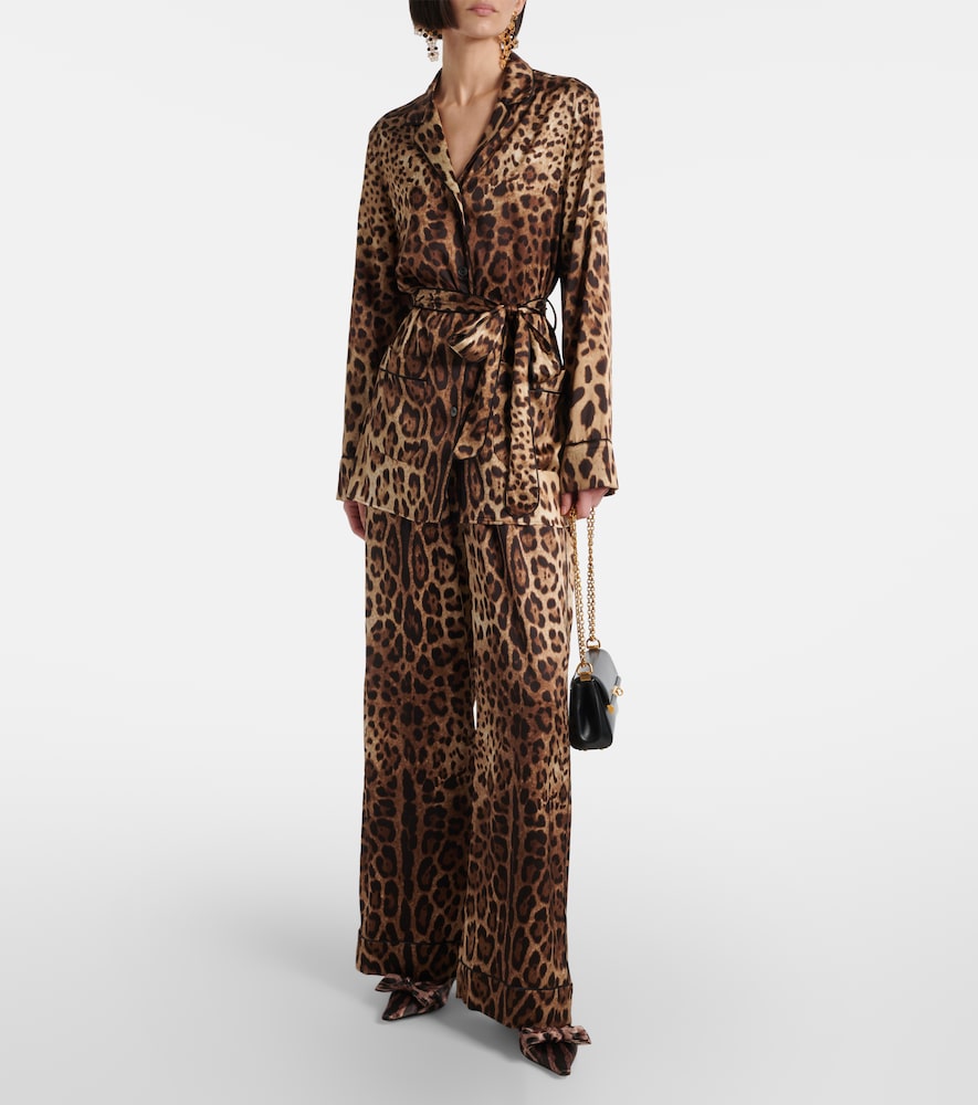  Dolce&gabbana Dolce&gabbana Leopard-print Stretch-silk Satin Top 