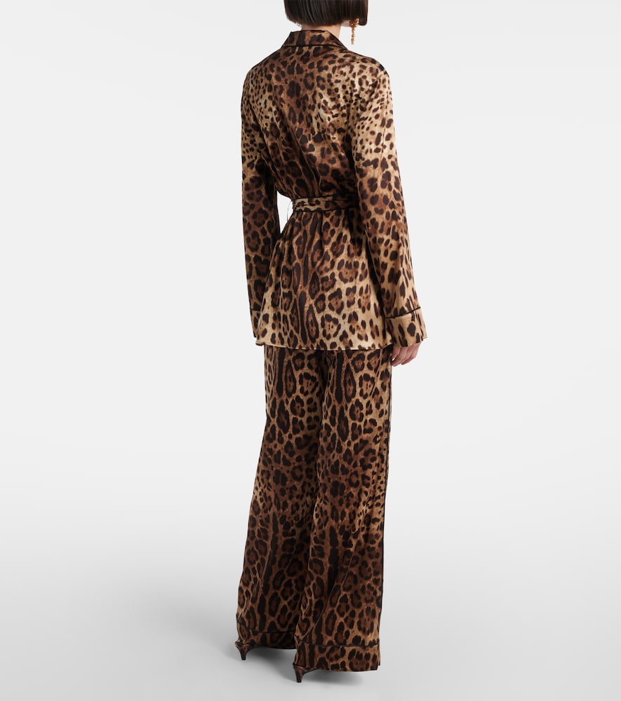  Dolce&gabbana Dolce&gabbana Leopard-print Stretch-silk Satin Top 