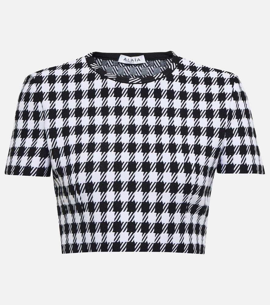 Alaïa Houndstooth cropped top