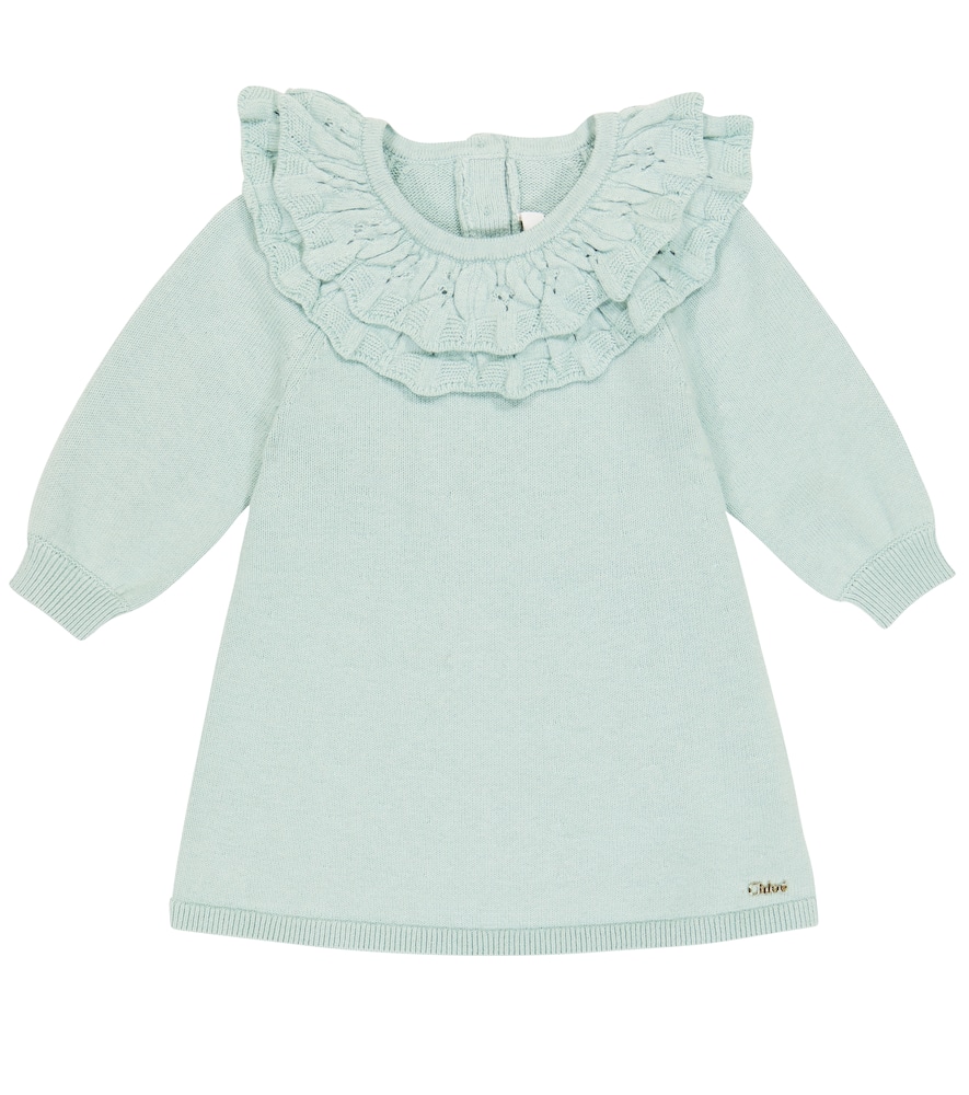 Chloé Kids Baby ruffled cotton and wool dress