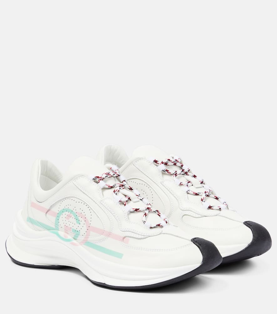 Gucci Leather Logo Multicolor Runner Sneakers In Gr.white/gr.whi/gr.w