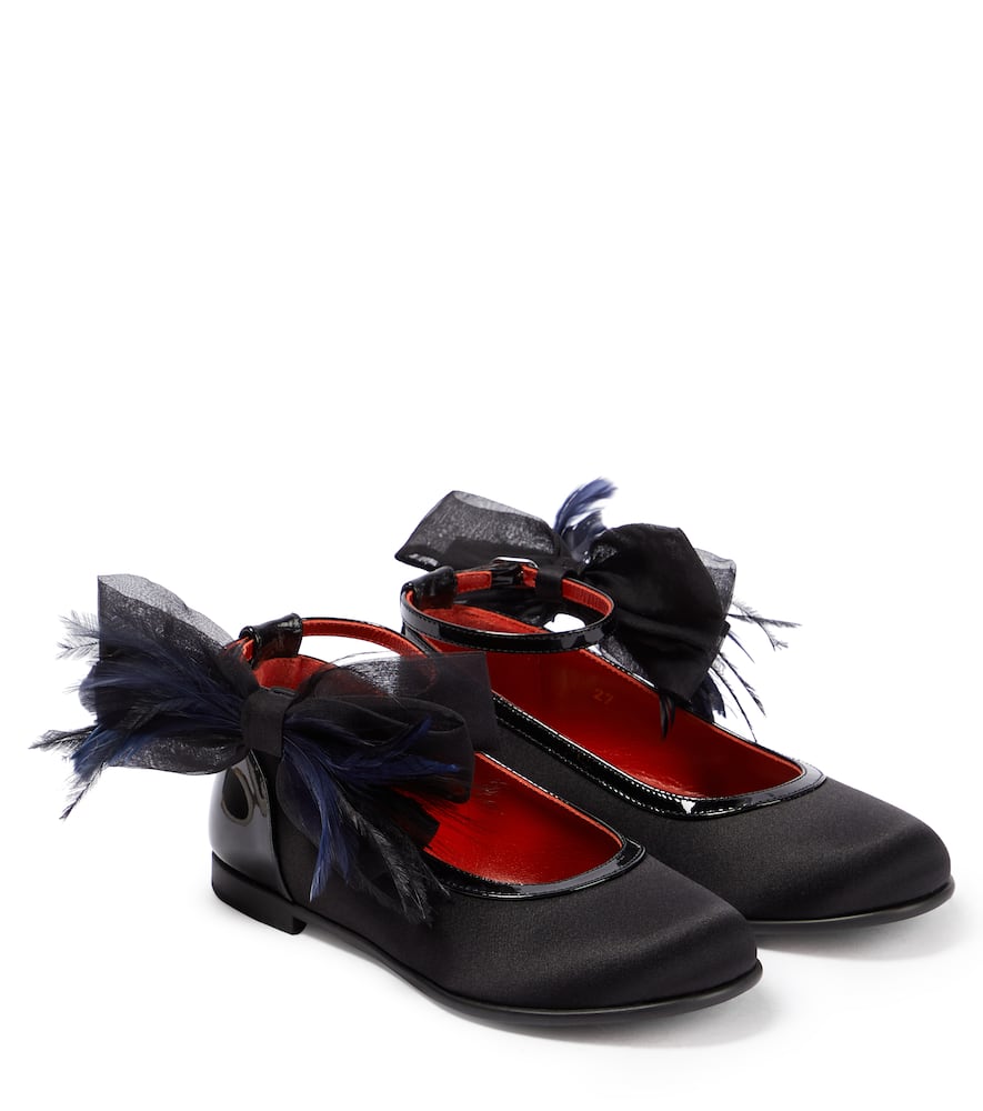 Shop Christian Louboutin Anemonina Embellished Satin Ballet Flats In Black