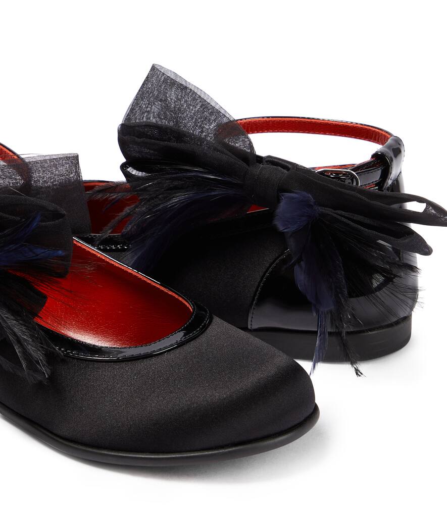 Shop Christian Louboutin Anemonina Embellished Satin Ballet Flats In Black