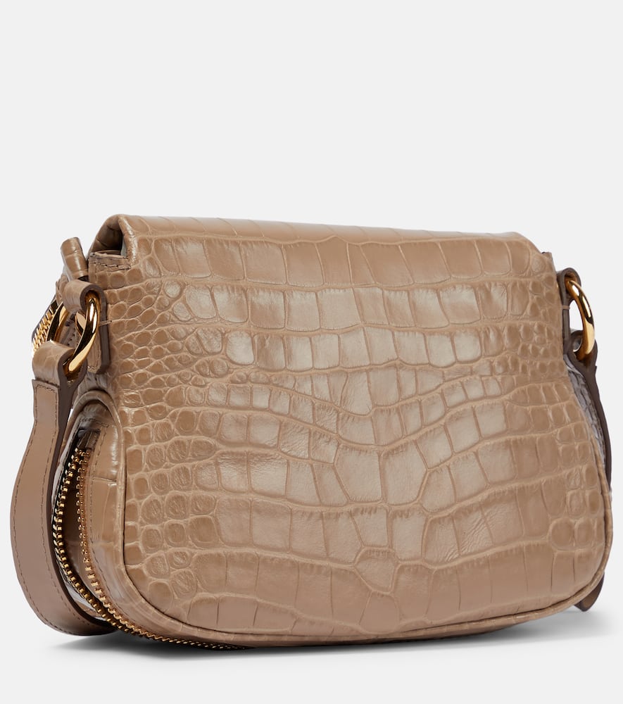 TOM FORD crocodile-embossed leather clutch bag - Brown