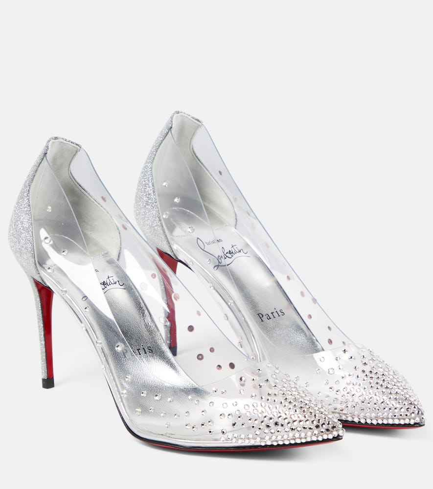 Christian Louboutin Apostropha Mesh Strass Red Sole Pumps In Vers Gummy/lin Gummy