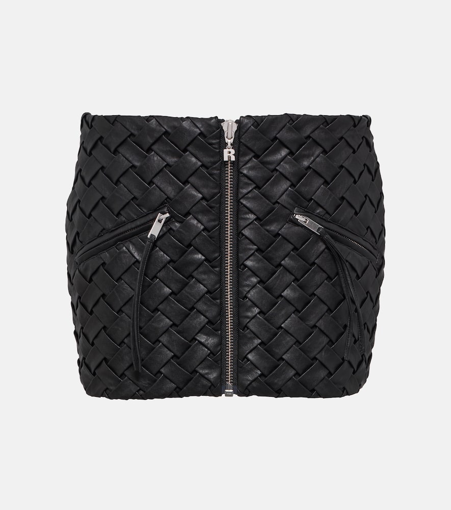 Rotate Braided faux leather miniskirt