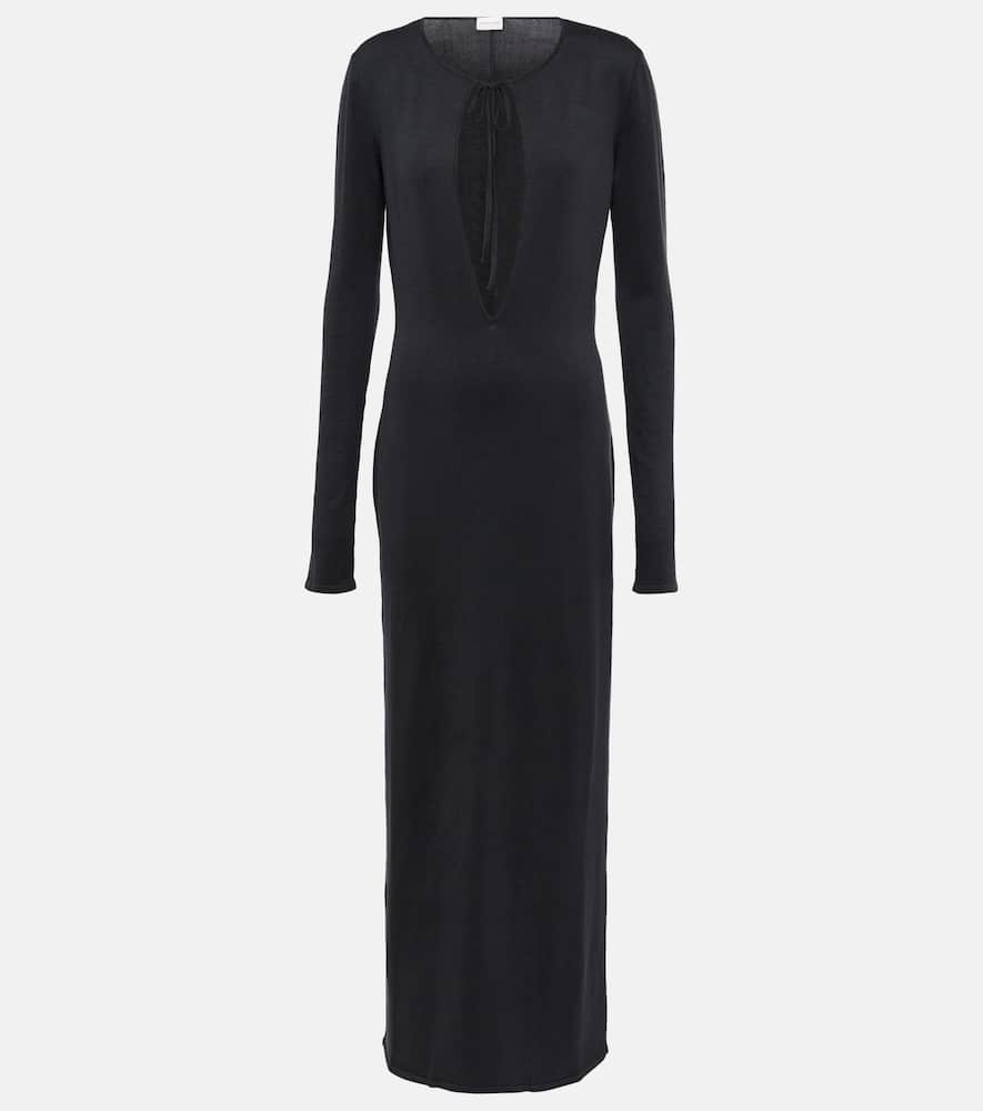 Cutout silk maxi dress