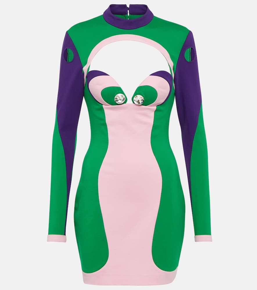 Area Crystal-embellished cutout minidress