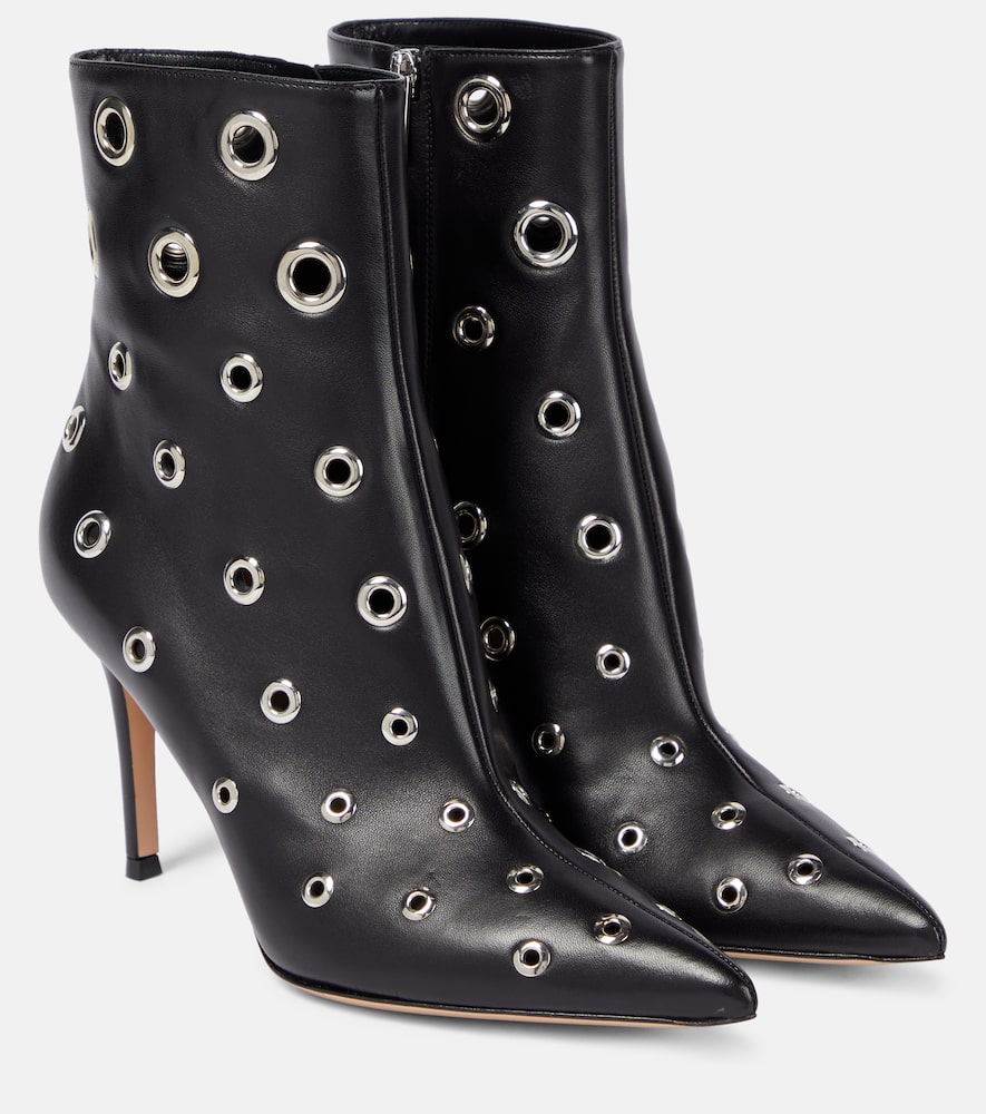 Gianvito Rossi Black Gianvito 85 Eyelet Leather Ankle Boots In Black