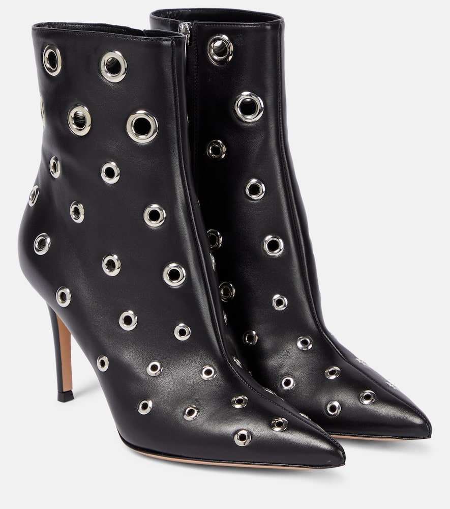 Shop Gianvito Rossi Lydia 85 Leather Ankle Boots In Black