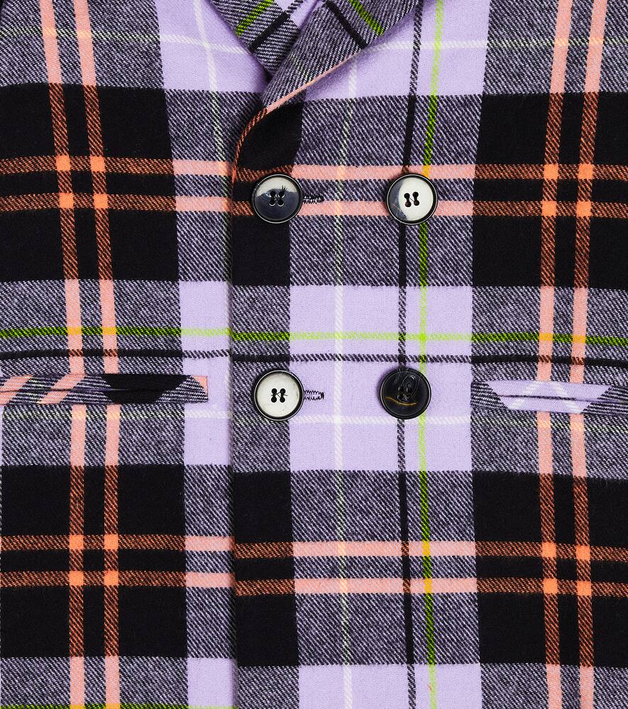 Paade Mode Double-breasted Check Cotton Blazer In Multicoloured