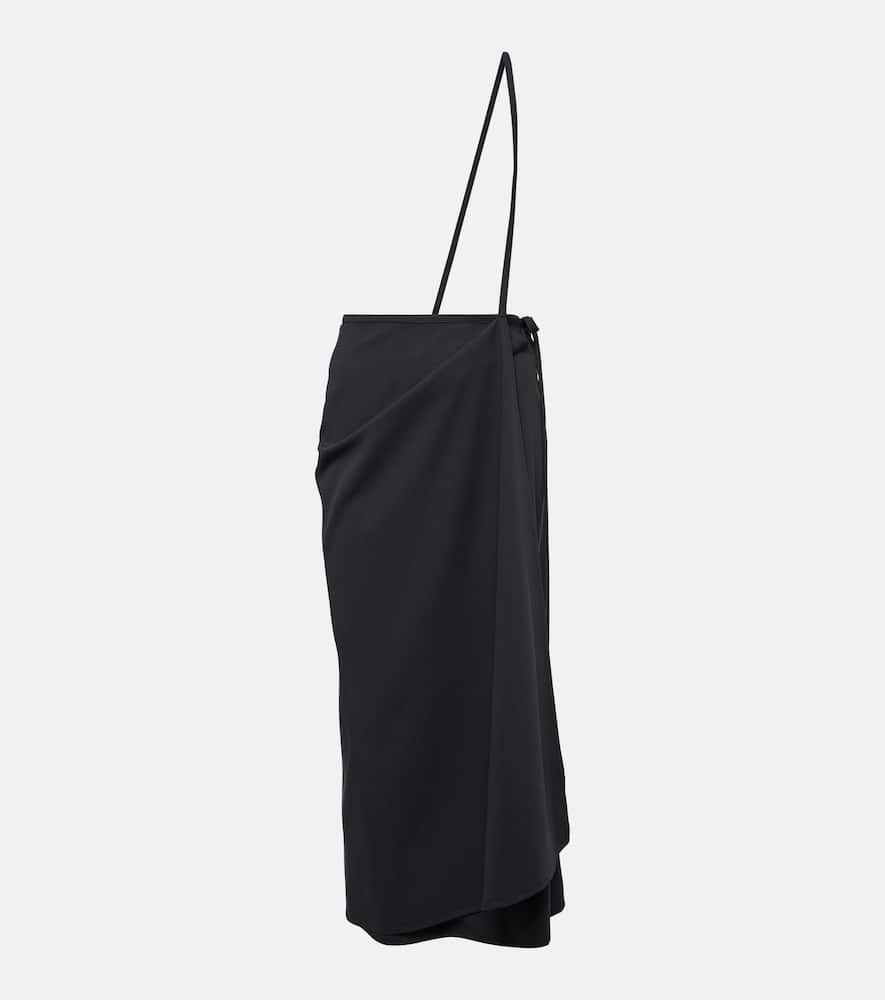 Shop Lemaire Virgin Wool Wrap Skirt In Black