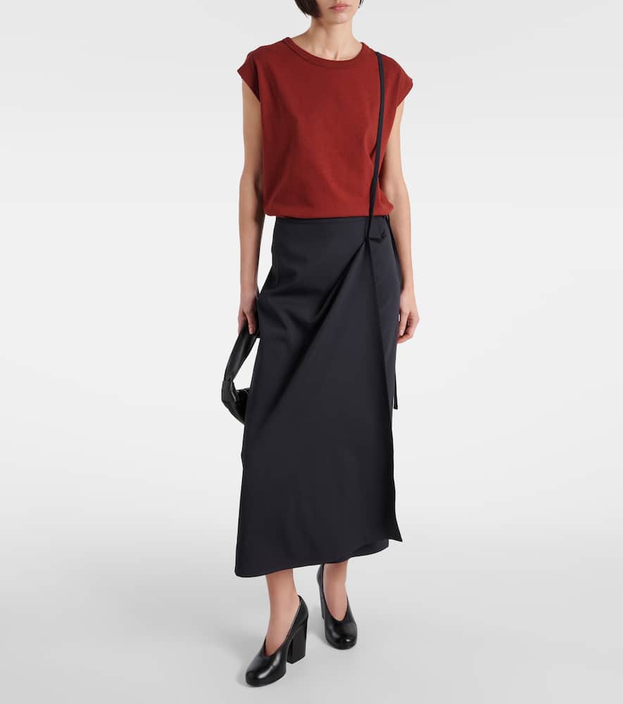 Lemaire Virgin Wool Wrap Skirt In Black