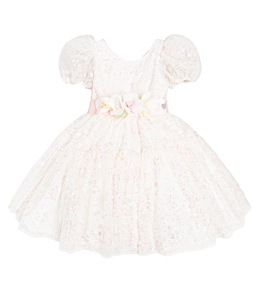 Monnalisa Ludovica embellished puff-sleeve tulle dress