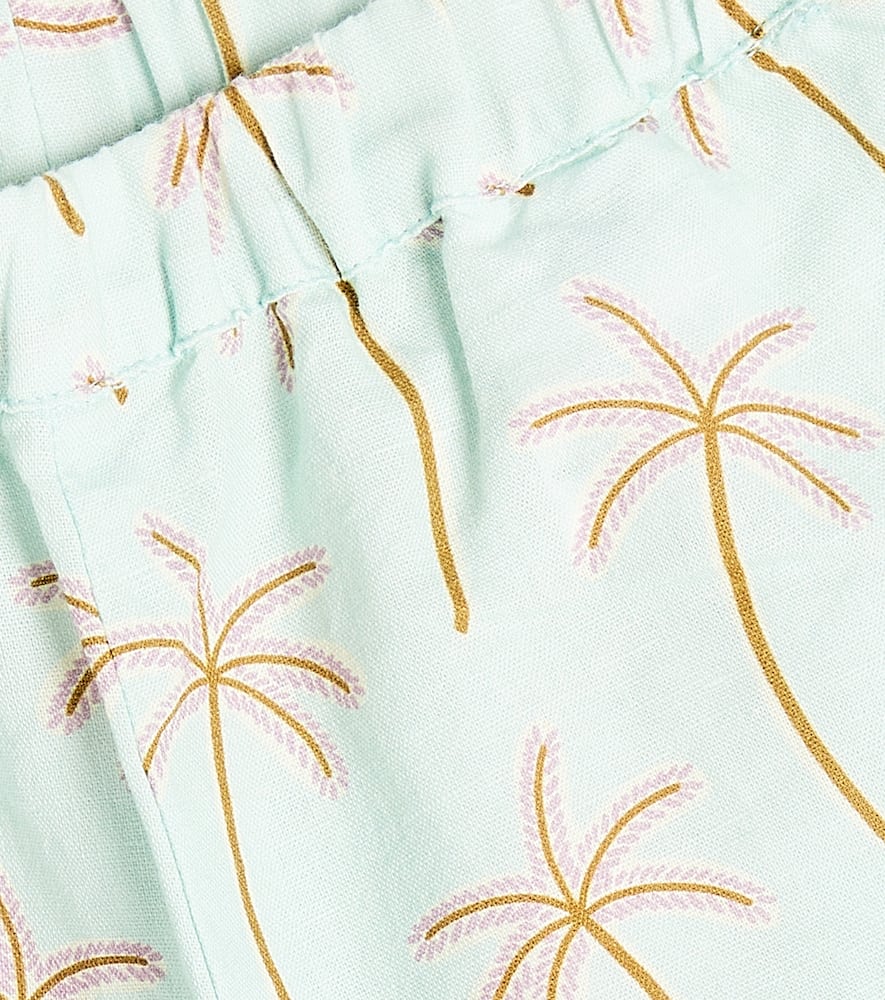The New Society Palm Springs Cotton And Linen Bermuda Shorts In Palm Spring Print