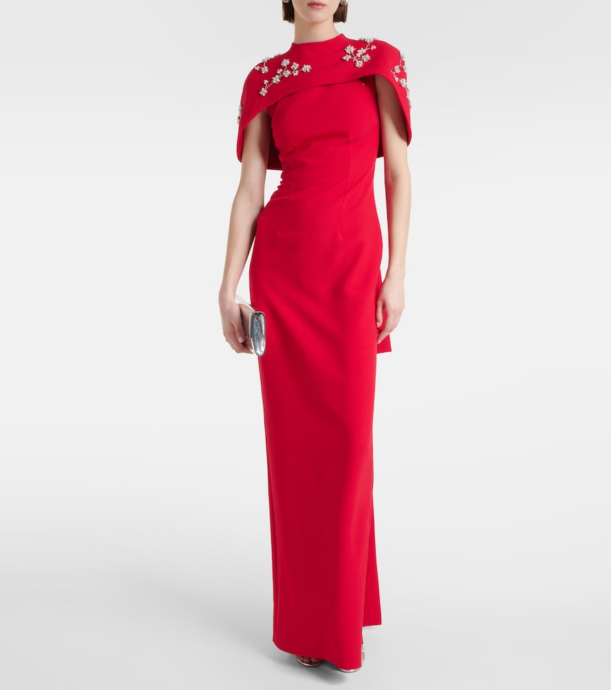  Safiyaa Safiyaa Embroidered Caped Crepe Gown 