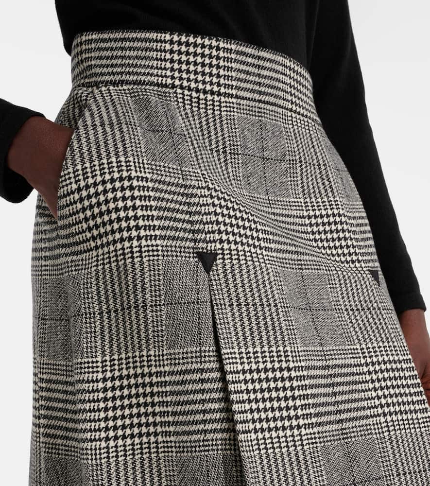 Dolce & Gabbana Prince Of Wales Check Wool-blend Midi Skirt In Black