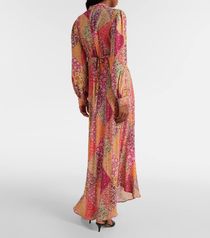 Shop Rixo London Trula Patchwork Crepe Maxi Dress In Multicoloured