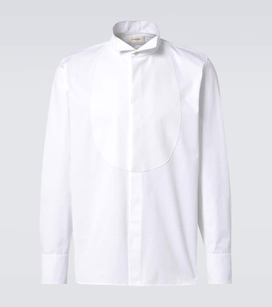 Saint Laurent White Pointed Collar Long Sleeve Shirt In Cotton Man In White