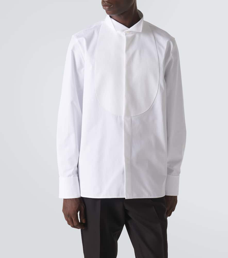 Saint Laurent White Pointed Collar Long Sleeve Shirt In Cotton Man In White
