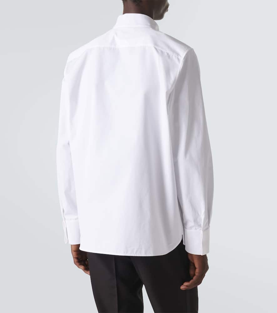 Saint Laurent White Pointed Collar Long Sleeve Shirt In Cotton Man In White