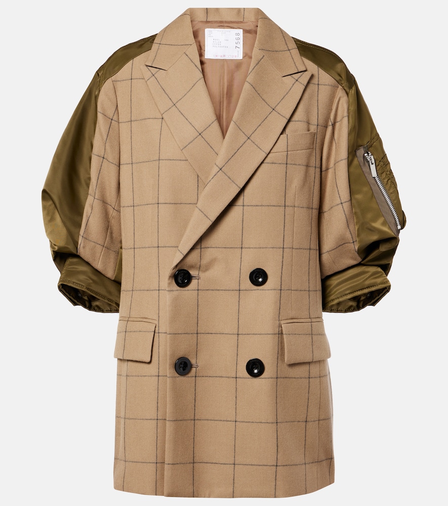 Sacai Checked wool-blend jacket