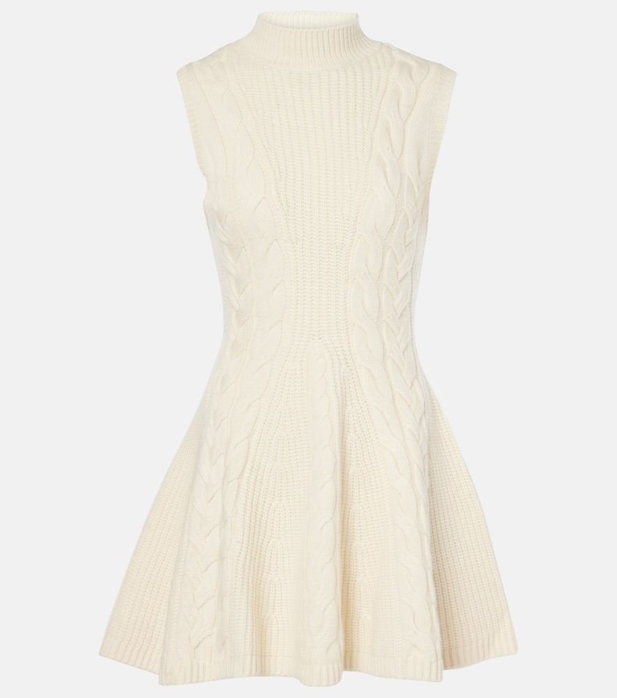 Staud Charade cable-knit wool-blend minidress