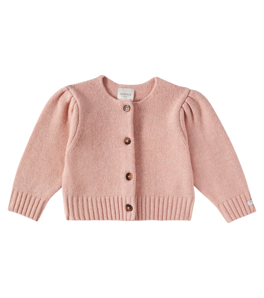 Donsje Baby Amynda Wool Cardigan In Pink