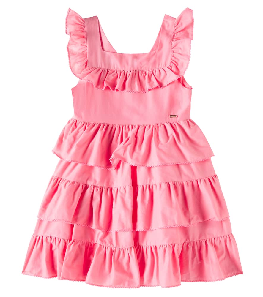Patachou Ruffled Tiered Cotton Dress In Pink