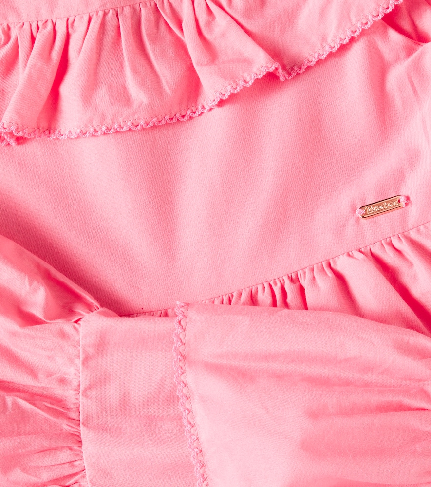 Patachou Ruffled Tiered Cotton Dress In Pink